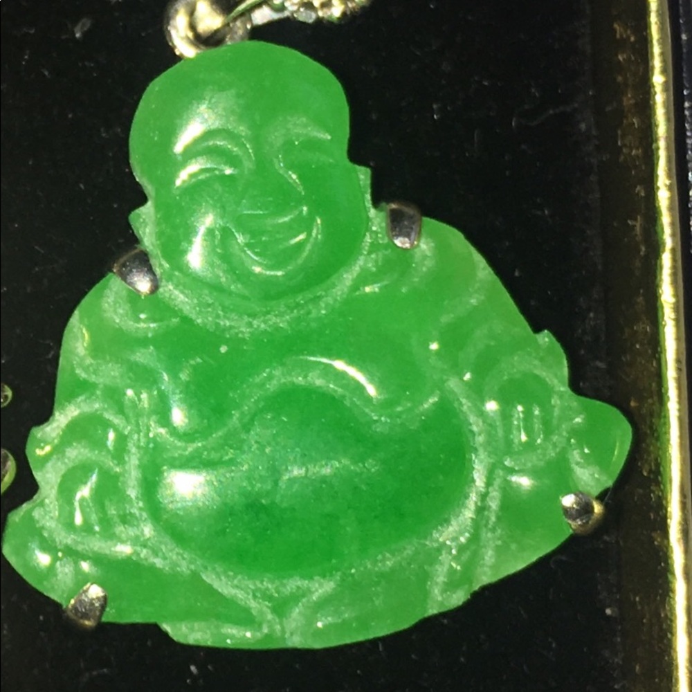 18k gold  green jade white gold